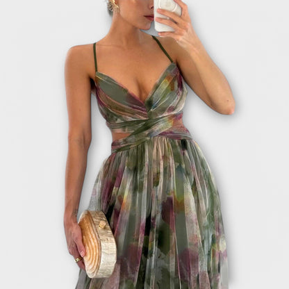 Vestido maxi de malla Annai - elegante y ceñido a la figura