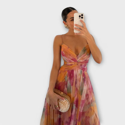 Vestido maxi de malla Annai - elegante y ceñido a la figura