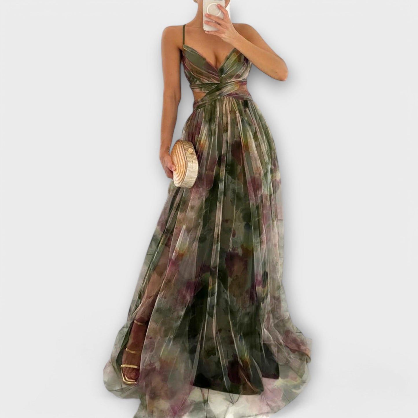Vestido maxi de malla Annai - elegante y ceñido a la figura